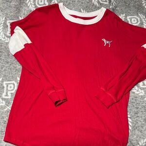 PINK Victoria's Secret Red and White Shirt